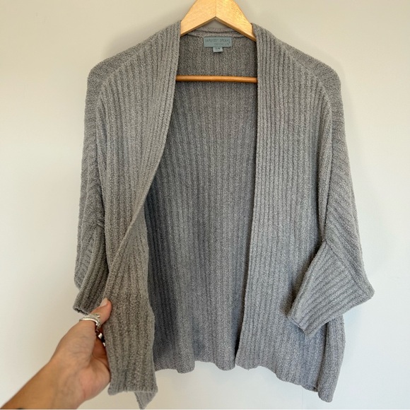 Barefoot Dreams Cozychic lite ribbed cardigan shrug gray - Picture 5 of 7